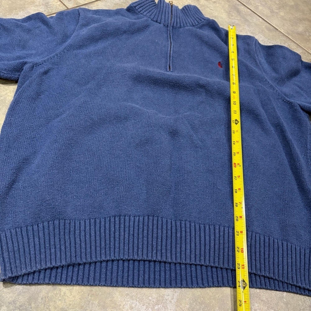VINTAGE Polo Ralph Lauren Knit Sweater Adult XXL Blue Red Pony 1/4 Zip 90s VTG - Picture 10 of 12